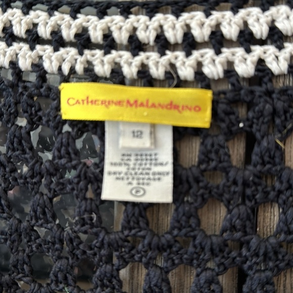 CATHERINE MALAMDRINO Crochet black and white dress size 12 - Picture 3 of 7